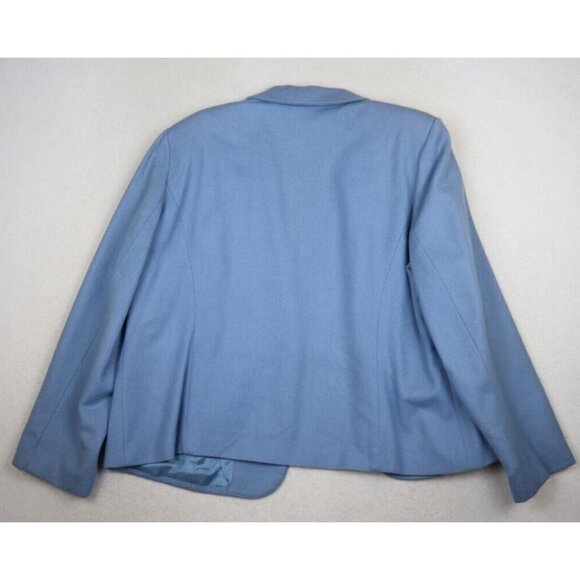 ADOLFO STUDIO - WOMEN'S BLUE ONE-BUTTON 100% WOOL BLAZER JACKET - SIZE 14P - Picture 10 of 15